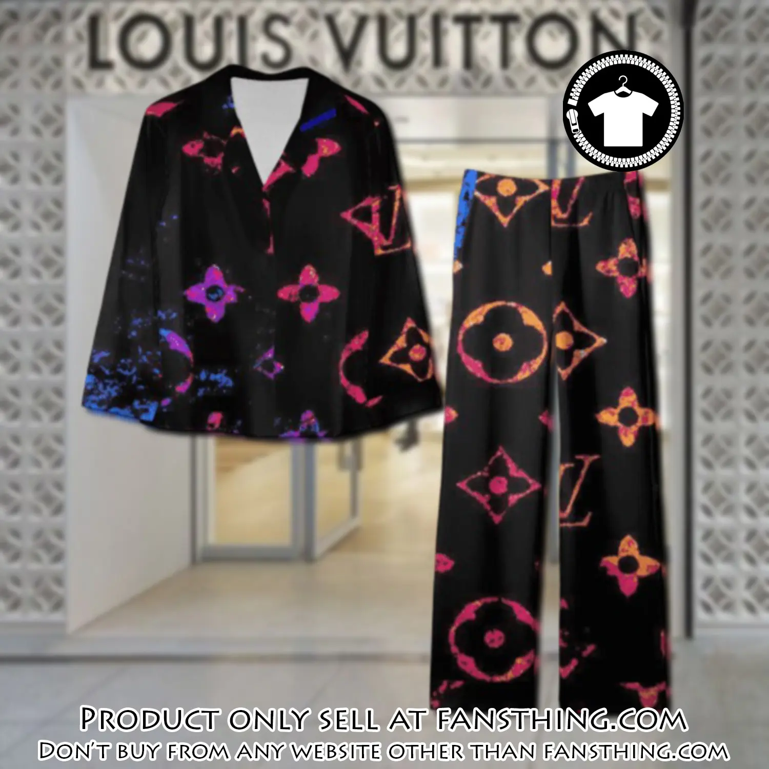 Trending luxury lv satin pajama set pjs1090 fst0717187